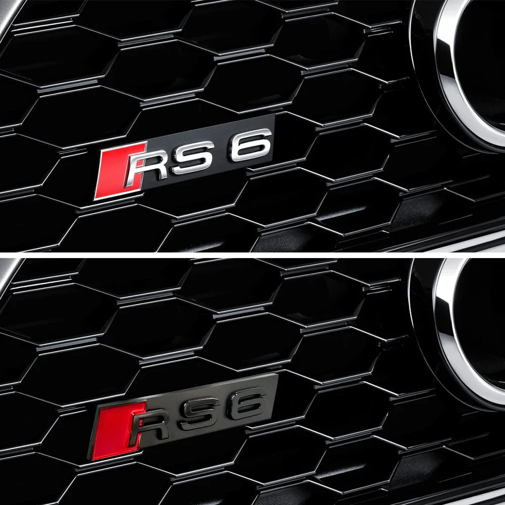 3D ABS For Audi RS6 RS4 RS3 RS5 RS8 RS7 Emblem Car Front Grille Badge Logo Decoration Stickers Exterior Modification Accessories