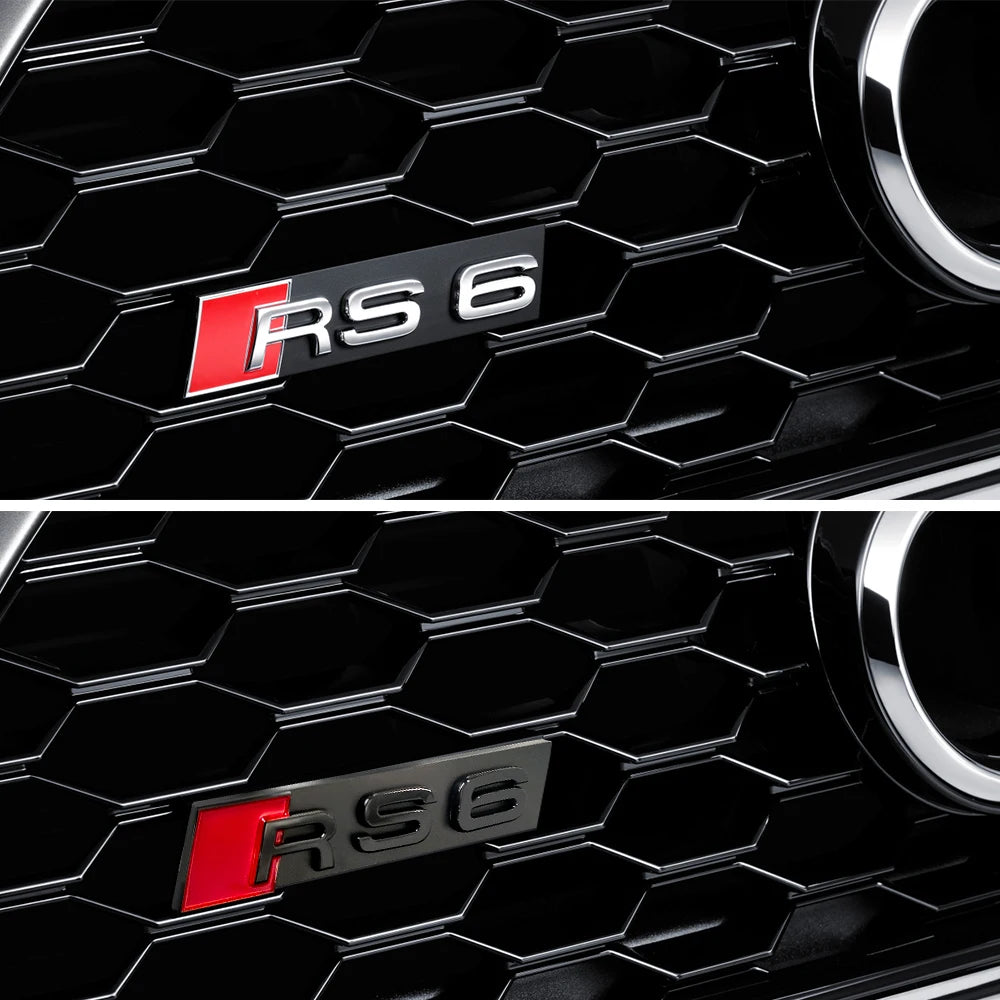 3D ABS For Audi RS6 RS4 RS3 RS5 RS8 RS7 Emblem Car Front Grille Badge Logo Decoration Stickers Exterior Modification Accessories