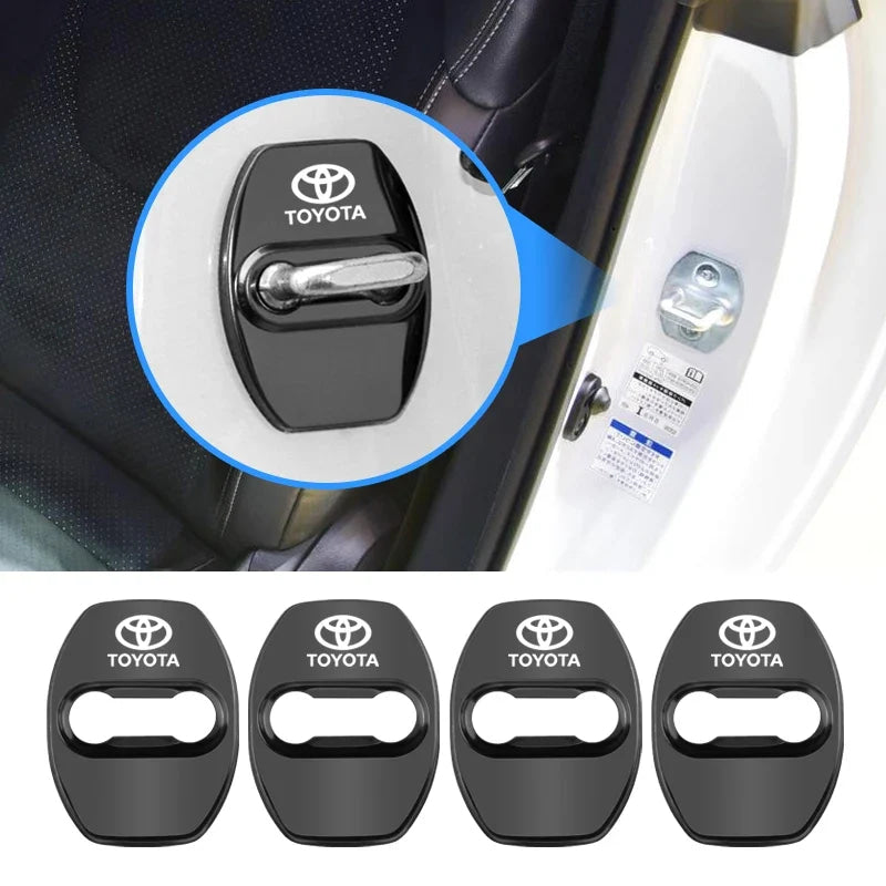 4PCS Car Door Lock Cover Stainless Steel Protection Accessories For Toyota Hilux Scion CHR Rav4 Tacoma Raize Fortuner Prado Voxy