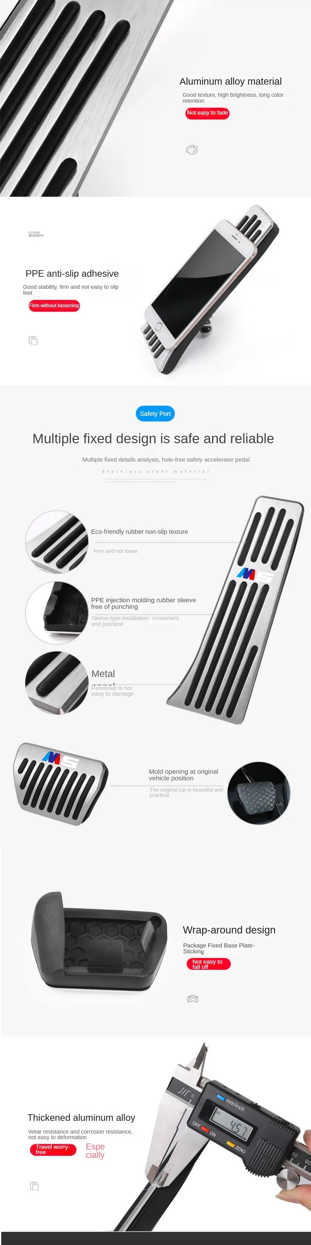 Bmw Foot Pedal Covers, Stainless Steel Rubber Anti-slip Pedals Are Suitable for BMW 3 Series BMW 5 Series X3 X5 From 2003 To 20