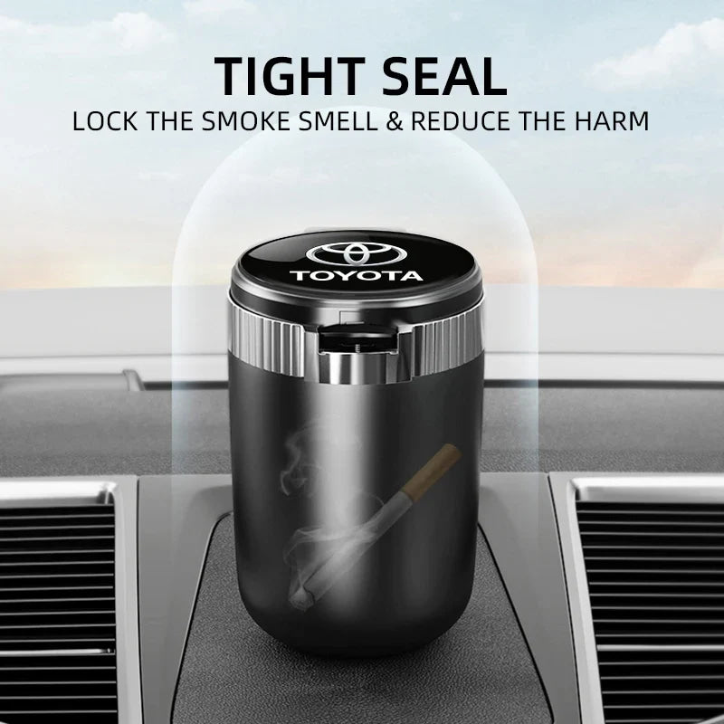 Car interior sticker Automotive LED ashtray garbage storage cup For Toyota Hilux Crown TRD chr Corolla Camry rav4 Yaris