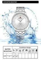 NAVIFORCE Men's Watch Classic Stainless Steel Strap 3ATM Waterproof Calendar Minimalist Dial Men's Chronograph Watch NF9272S