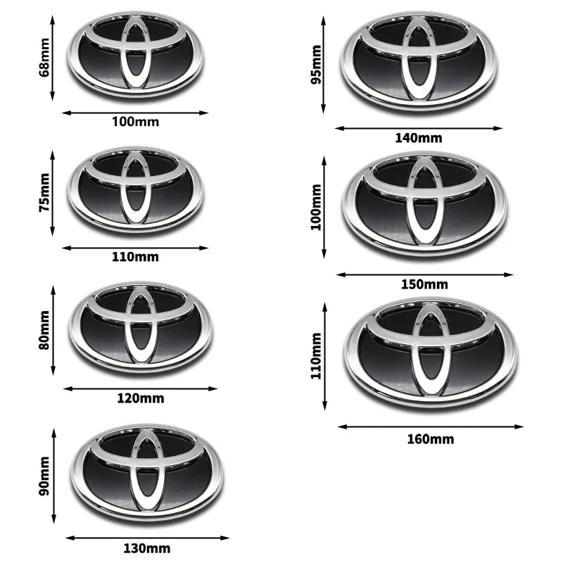 3D Car Logo Modified Car Logo Badges Front And Rear Logo Silver For Toyota Hybrid Series Prado Highlander Camry Corolla Styling