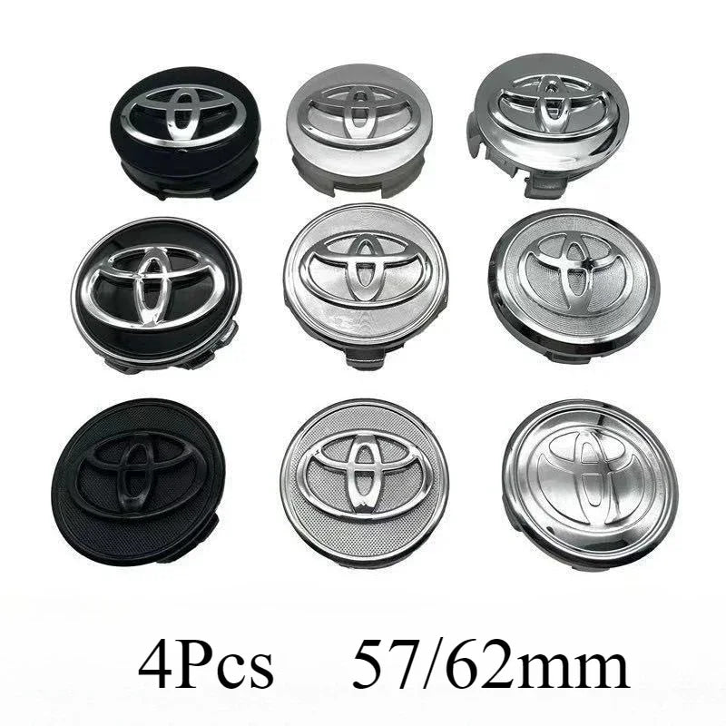 4pcs 57mm/62mm Car Tyre Wheel Center Hub Cap Badge Logo Rim Emblem For Toyota Corolla Camry Yaris CHR Rav4 Auris Verso Avalon