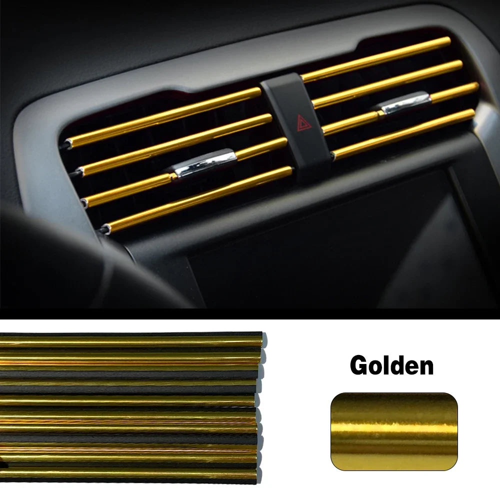10 Uds. De accesorios coloridos para coche, bricolaje, salida de aire acondicionado Interior, rejilla de ventilación, tira decorativa cromada, decoración de estilo de coche