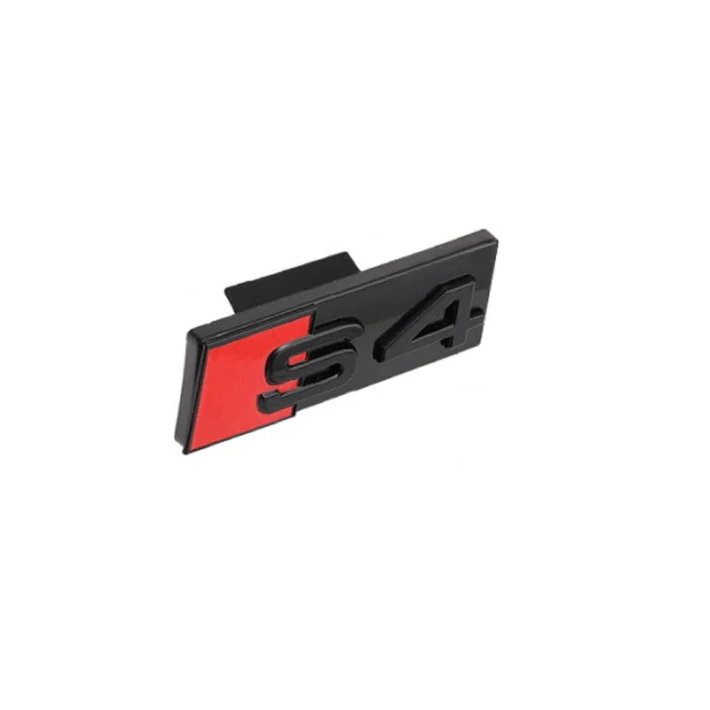 ABS 4-Ring Bright Black Car Hood Front Grill Emblem Rear Trunk Badge V6T Sticker Modified Accessories for Audi S4 2020-2024