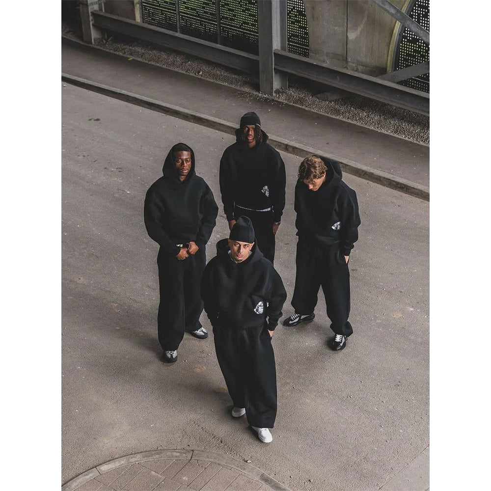 2026 Trendy High Street Retro Casual Streetwear Men's Sports Suit Y2K Harajuku Embroidered Hoodie men Hip-hop Loose Sweatpants