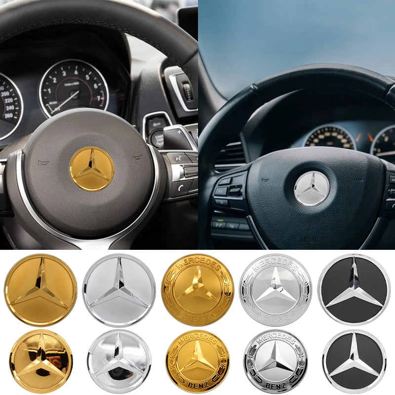 1Pc 52mm 57mm Car Steering Wheel Center Emblem Stickers For Mercedes Benz AMG W203 W206 W205 W211 W212 W210 W201 Badge Accessory