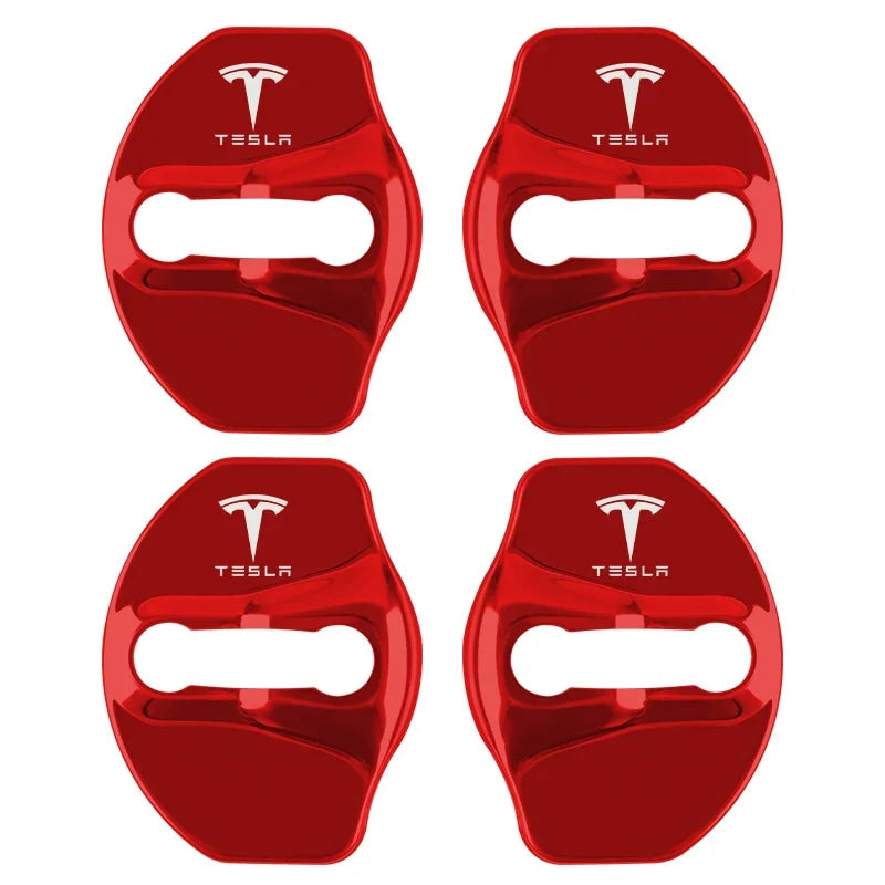 4pcs Metal Auto Door Lock Protective Cover Car Styling auto Accessaries sticker For Tesla model 3 model X Y