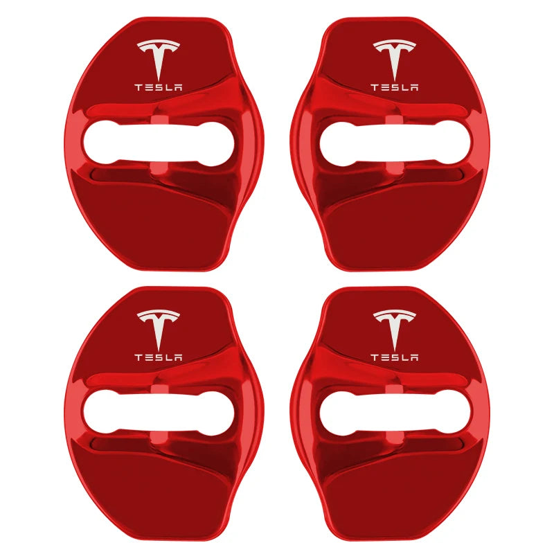 4pcs Metal Auto Door Lock Protective Cover Car Styling auto Accessaries sticker For Tesla model 3 model X Y