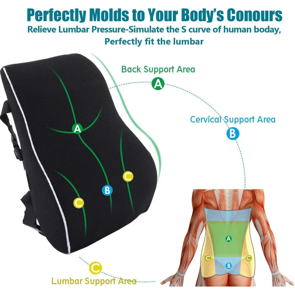 Car Seat Office Chair Back Lumbar Support Car Waist Rest Rebound Memory Foam Cushion Pad Back Lumbar Cushion for Car Driver