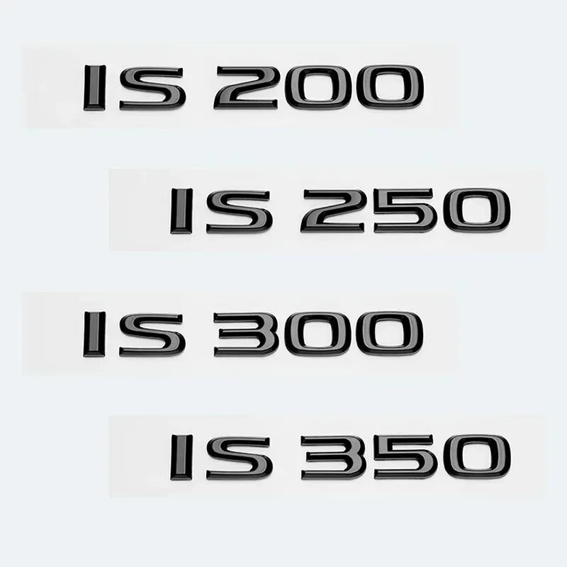 QA 3D ABS For Lexus Car Trunk Logo Letters IS200 IS250 IS300 IS350 IS300h IS200t HYBRID Chrome Glossy Black Emblem Badge Sticker