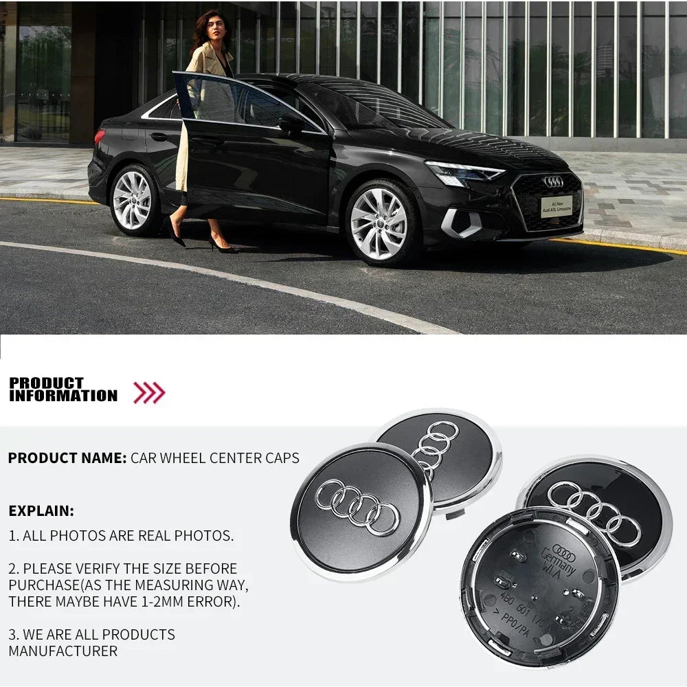 Audi 4pcs 60mm 61mm 68mm 69mm 123mm Car Styling Wheel Center Cap Hub Covers Badge for Audi A3 A4 A5 A6 A7 A8 S4 S6 Sticker