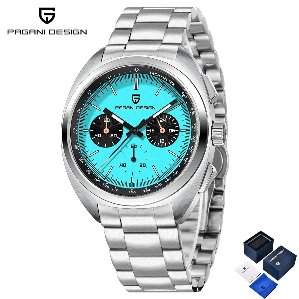 PAGANI DESIGN Panda Mens Watches Quartz Luxury Watch For Men Chronograph VK63 Wristwatches AR Sapphire Waterproof Luminous Clock
