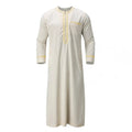 Men s Traditional Moroccan Kaftan Robe with Intricate Gold Embroidery Long Sleeves and Loose Fit for Ethnic Style Costume
