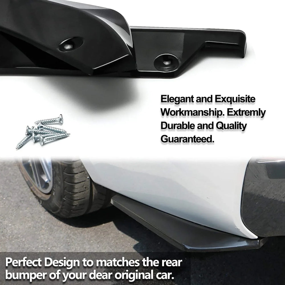 2Pcs/Set Glossy Black JDM Racing Rear Bumper Lip Canard Protector Splitter Diffuser Valence Spoiler Fin Trim W/ Screws Universal