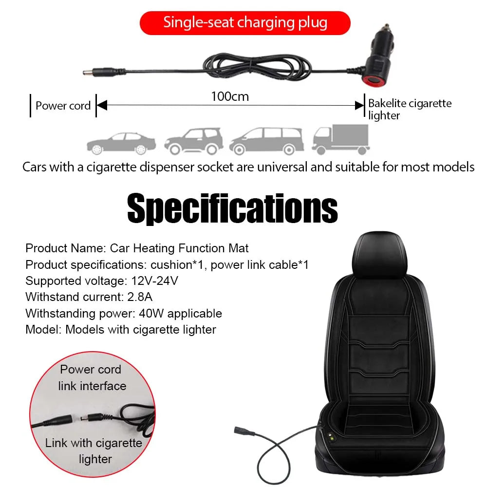 12-24V Car Heated Seat Cushion Warm Winter Universal Fast Heating Pad Seat Covers Swan Velvet Seat Protector for Tesla Benz etc.