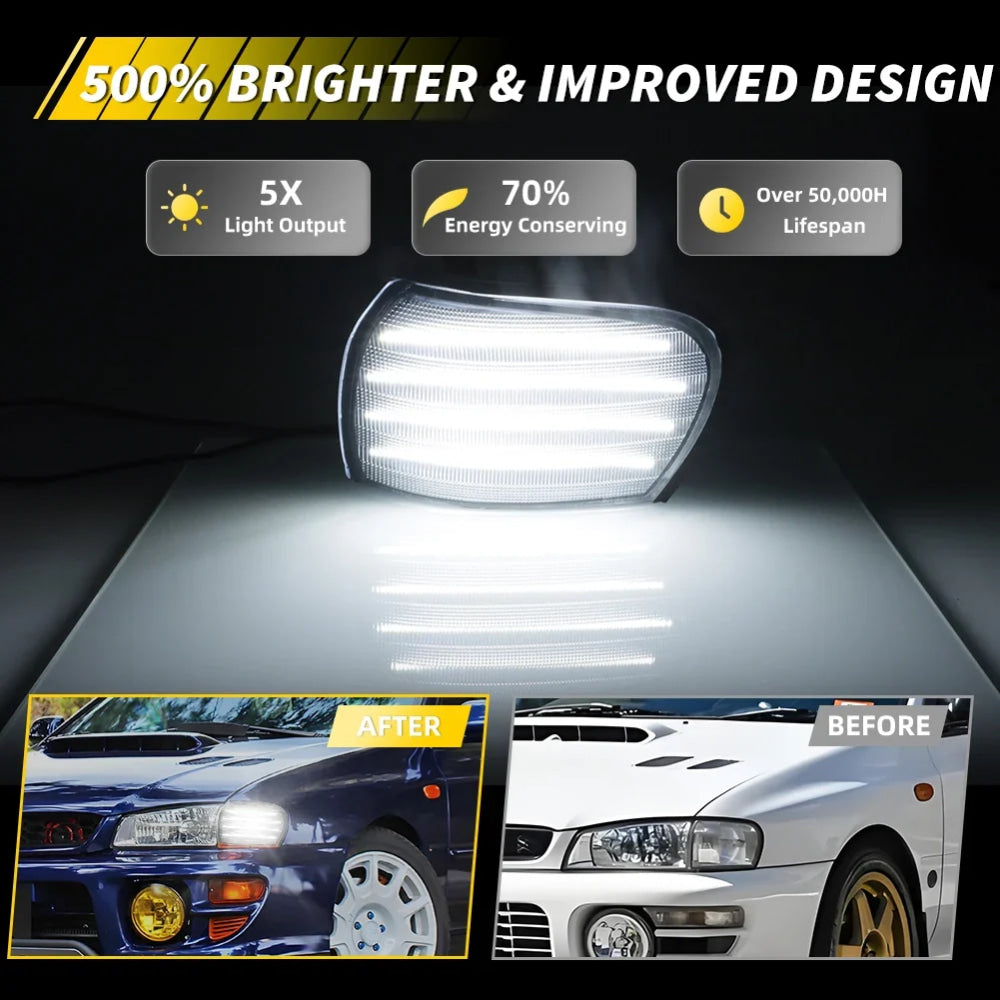 2X Front Corner Side Marker Light Parking Light Turn Signal Light LED For 1995 1996 1997 1998 1999 2000 2001 Subaru Impreza WRX