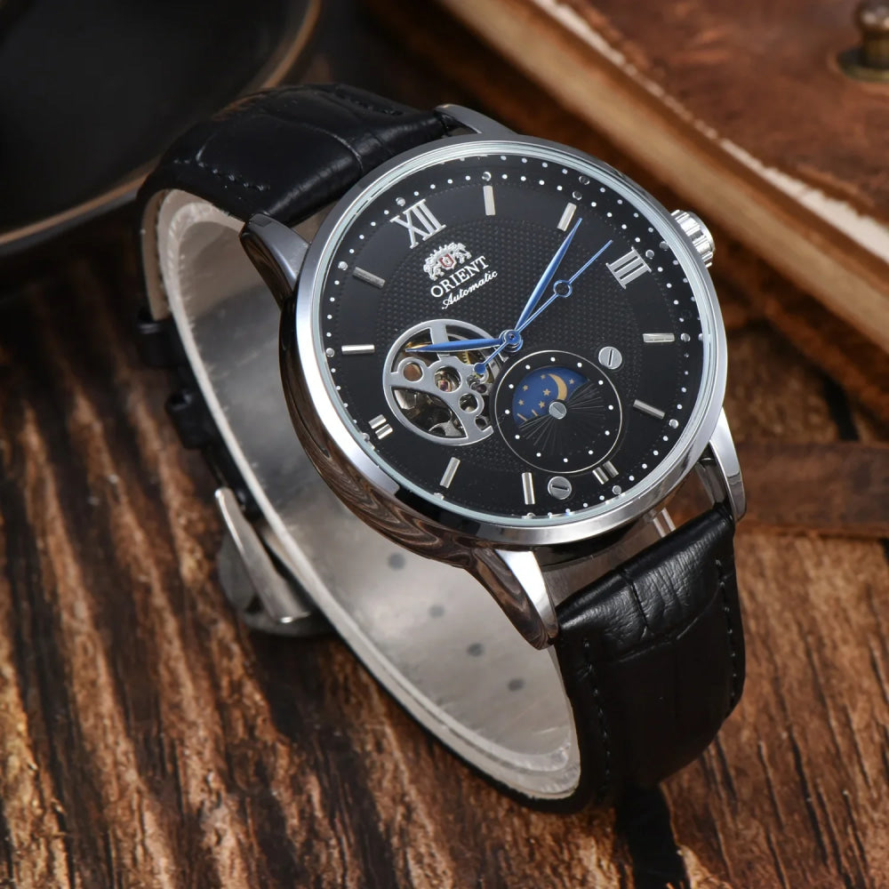 Mechanical Unisex Automatic World Time Full Function Leather Strap Water Resistant Shockproof Star Orient Series