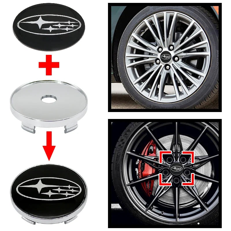 For Subaru STI XV Tribeca Forester Impreza Outback Legacy  56/60mm Car Wheel Center Badge Stickers Hub Cover Emblem Decal