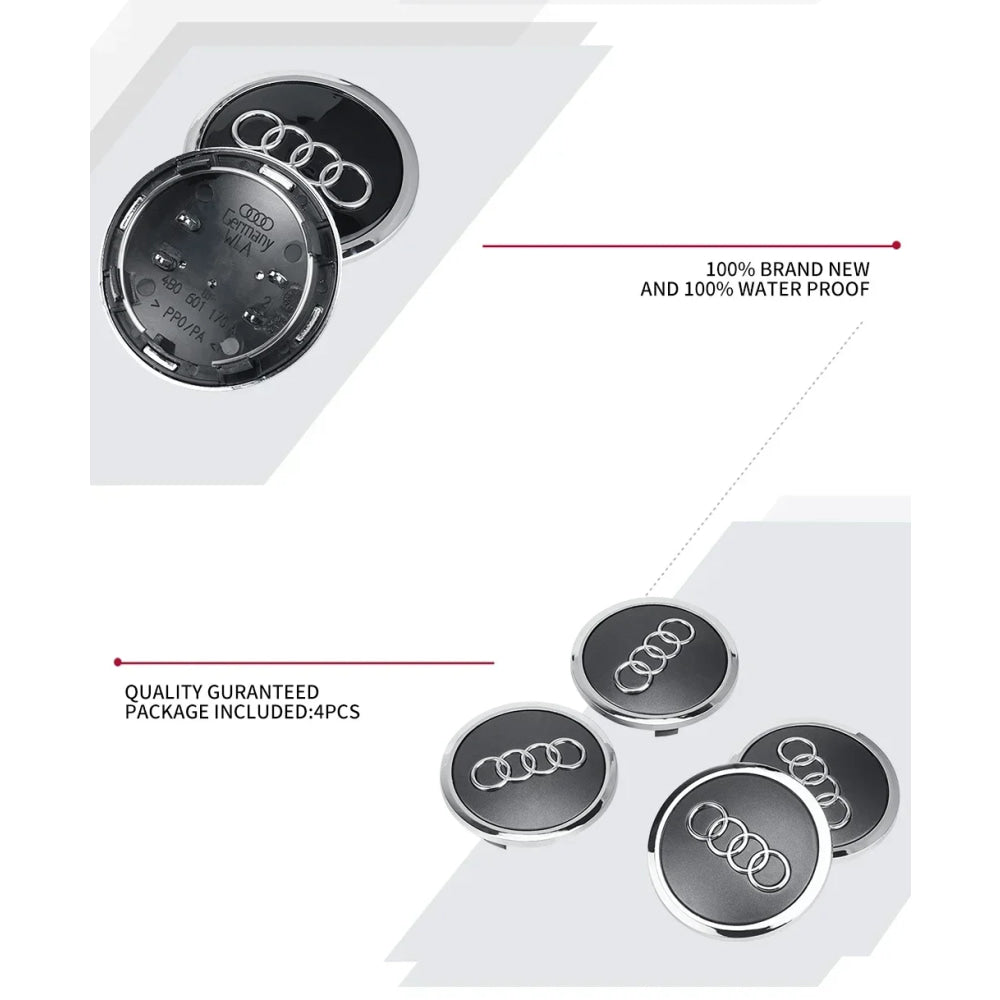 4pcs 69mm Car Styling Wheel Center Cap Hub Covers Badge For Audi A3 A4 A5 A6 A7 A8 S4 S6 A4L A6L 4B0601170A Auto Accessories