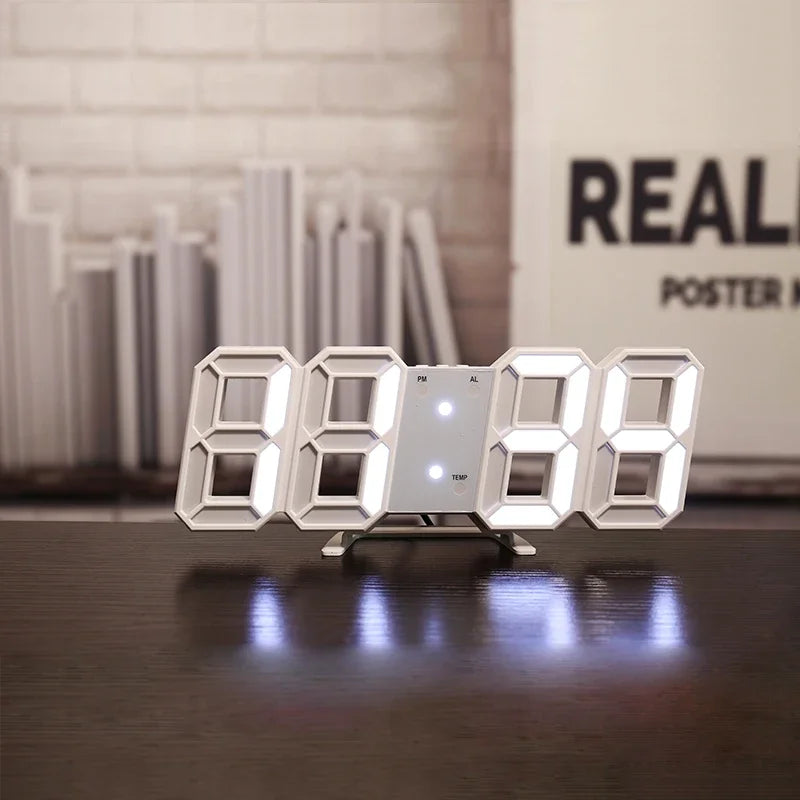 Reloj despertador Digital LED 3D de mesa, reloj de pared, tiempo/fecha/temperatura para el hogar, cocina, oficinas, decoración, relojes de jardín