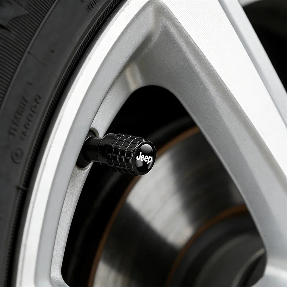 4Pcs Car Emblem Valve Cap Wheel Valves Dust Cover Tire Accessories For Jeep Wrangler Renegade Compass Gladiator Cherokee JL JK