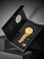 TOMI New Men's Watch Brooch Ring Gift Box Set Luxury Business Stainless Steel Strap Men's Calendar Casual Quartz Watch Reloj