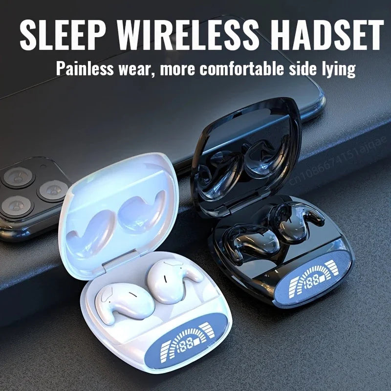 HOMEFISH Sleep Wireless Earbuds Bluetooth 5.3 Ultra - Thin Painless Wear ENC Noise Cancelling Long Battery with LED Display