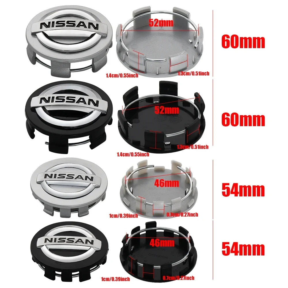 4pcs 54/60MM Car Styling Wheel Center Cap Hub Covers Badge Accessories For Nissan Nismo GTR Qashqai Almera Teana V36 Sylphy Note