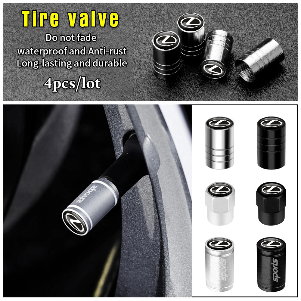 4Pcs Car Wheel Tire Air Valve Caps Stem Covers Exterior Accessories For Lexus LS LC IS350 ES300h ES300 IS250 IS220d NX350h RX LX