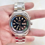 Orient Sea King Automatic Mechanical Men's Watch - Retro Red Dial, Dual Calendar, Colorful Bezel, Waterproof Luminous Timepiece
