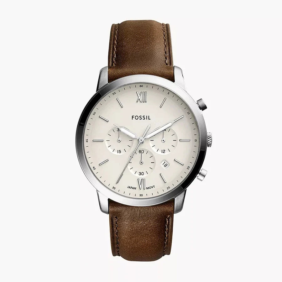 Fossil FS5380 Men's Watch Neutra Chronograph Quartz Leather Strap Vintage Casual Business Wristwatch for Men