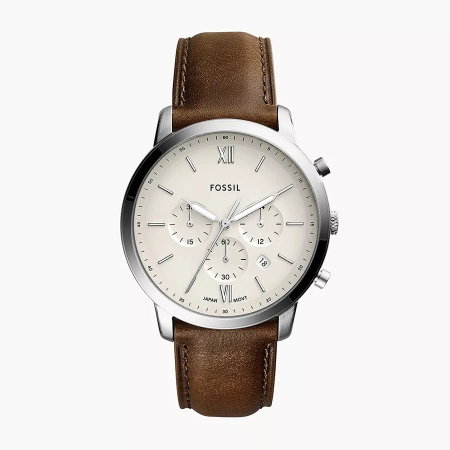 Fossil FS5380 Men's Watch Neutra Chronograph Quartz Leather Strap Vintage Casual Business Wristwatch for Men