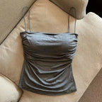 Camiseta sin Mangas para Mujer, Camisola Ajustada, Top Corto Sexy con Tirantes Finos, Camiseta Blanca Lisa, Estilo Coreano