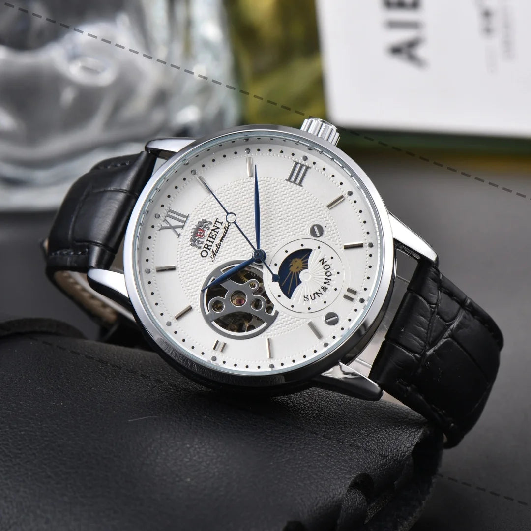 Orient Sport Sun, Moon, and Stars Skeleton Mechanical Men's Watch Full Function World Time