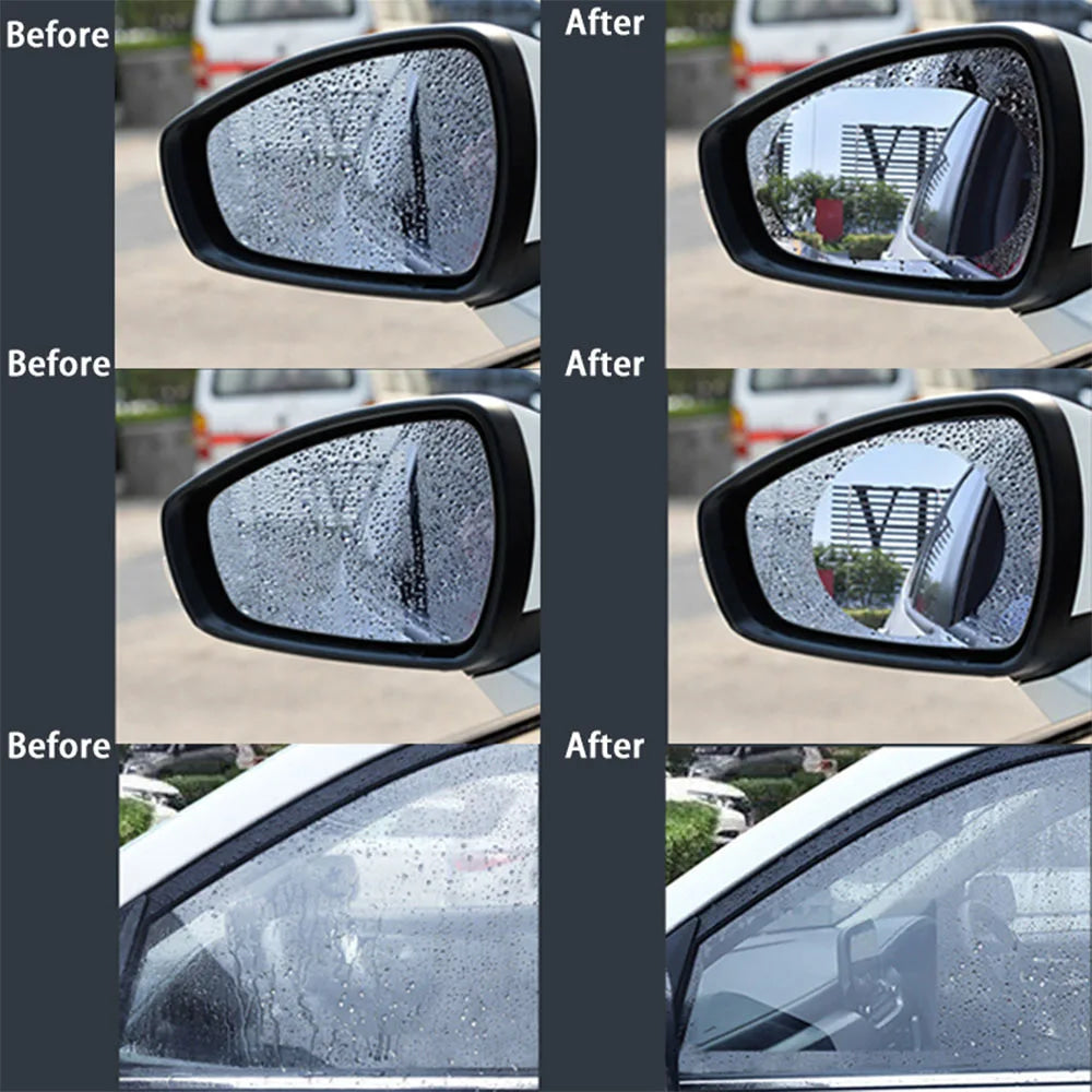 Pegatina antiniebla a prueba de lluvia para coche, película impermeable para ventana transparente, accesorios de película para espejos de motocicleta y coche