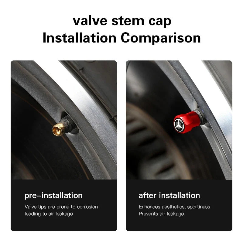 Car Tire Valve caps Emblem metal sticker For Mercedes Benz W203 W204 W168 GLC GLE CLA accessories Interior Mouldings YZQMM-BENC