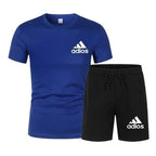 Summer fashion high-quality set men's short sleeved set fashion casual shorts sports set men's T-shirt+shorts two-piece set