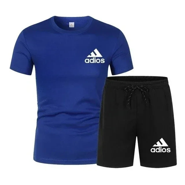 Summer fashion high-quality set men's short sleeved set fashion casual shorts sports set men's T-shirt+shorts two-piece set