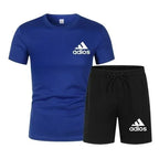 Summer fashion high-quality set men's short sleeved set fashion casual shorts sports set men's T-shirt+shorts two-piece set