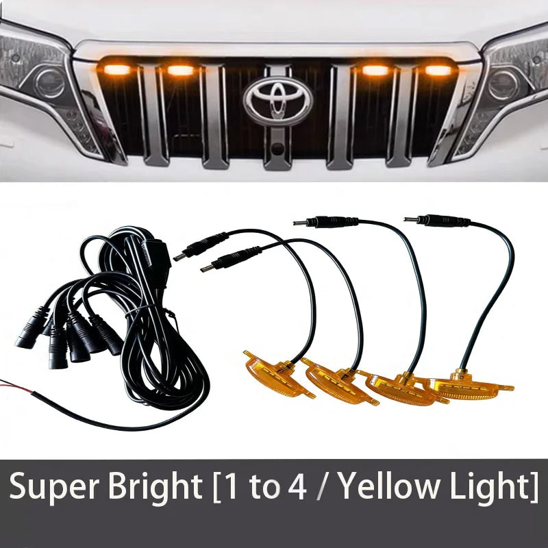 4Pcs 6Pcs Front Grille LED Lights For Toyota Land Cruiser Prado 150 120 Amber DRL Daytime Running Warning Grill Lamps