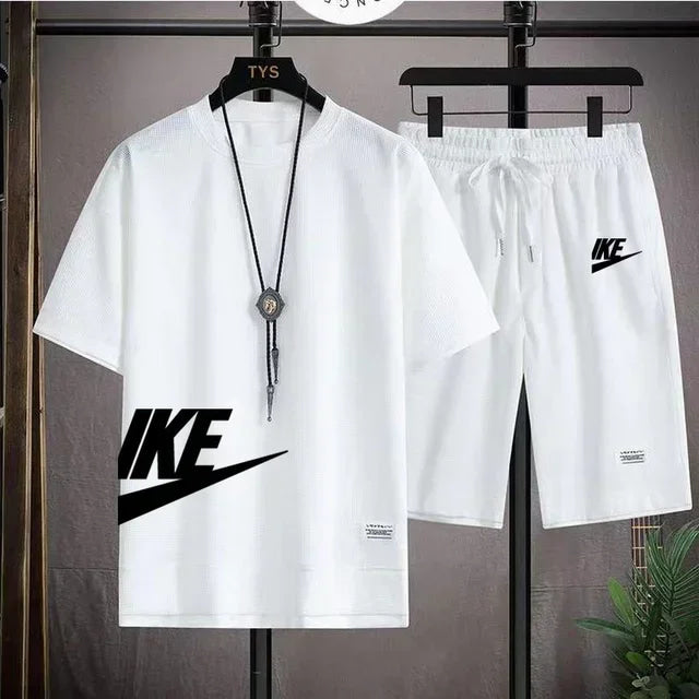 Fashionable, casual and trendy men's sportswear set, short-sleeved T-shirt and outdoor summer sports shorts set, new size M-3XL