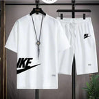 Fashionable, casual and trendy men's sportswear set, short-sleeved T-shirt and outdoor summer sports shorts set, new size M-3XL