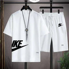 Fashionable, casual and trendy men's sportswear set, short-sleeved T-shirt and outdoor summer sports shorts set, new size M-3XL