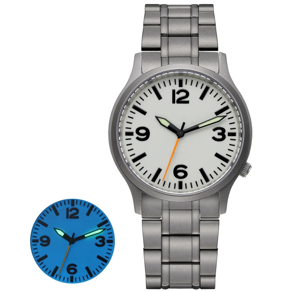 BERNY Full Titanium Watches for Men Super Luminous Sapphire Sports Field Quartz Men's Watch VH31 Wristwatch 5ATM Easy Read