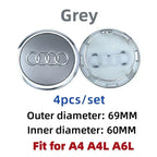 For Audi 60/61/68/69/77MM 4pcs Car Wheel Center Hup Cap Cover A4 A6L A7 A8 A3 A5 A6 S3 S4 Q3 Q5 Q5L Q7 Modification