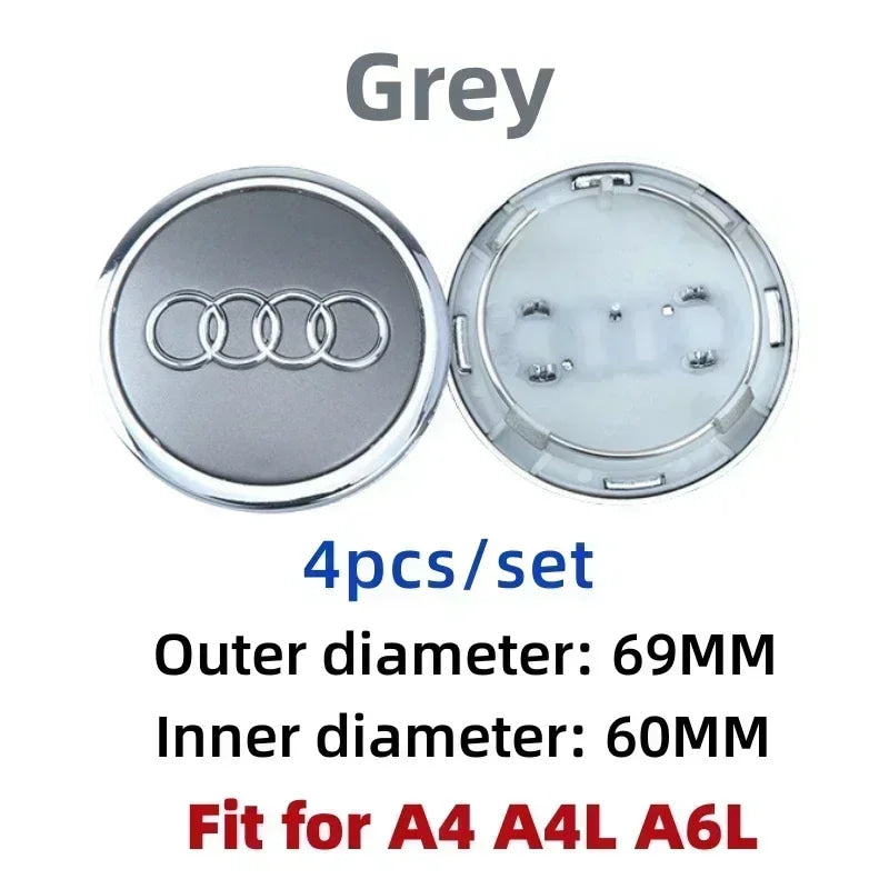 For Audi 60/61/68/69/77MM 4pcs Car Wheel Center Hup Cap Cover A4 A6L A7 A8 A3 A5 A6 S3 S4 Q3 Q5 Q5L Q7 Modification
