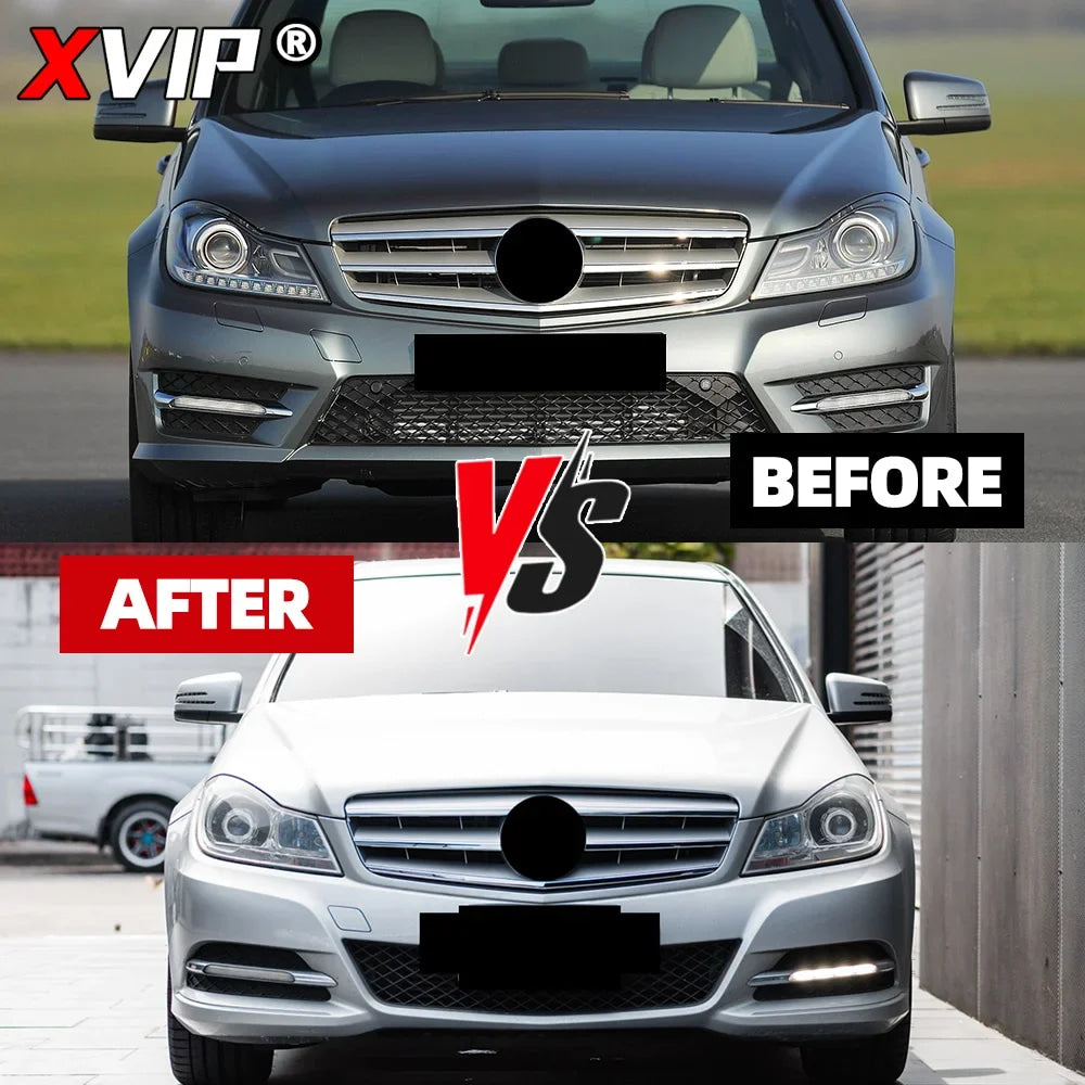 XVIP Chrome Silver Sport Style Racing Grille Bumper Grill For Mercedes Benz C-Class W204 2008-2014 C180 C200 C250 C280 C300 C350