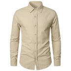 Cotton Linen Shirt for Men Slim Fit Tops Long Sleeve Bussiness Shirt Spring Autumn Casual Formal Men's Shirts